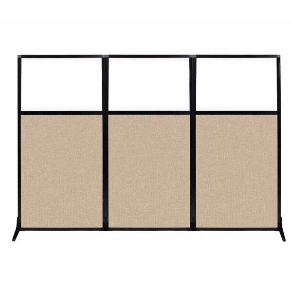 Work Station Screen 99" x 70" Beige Fabric With Clear Window